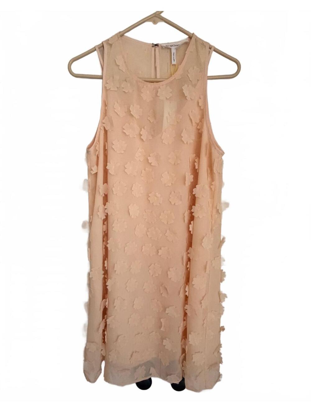 NWT BCBGeneration Blush Sleeveless Dress with 3D Floral Appliqué, Size M
